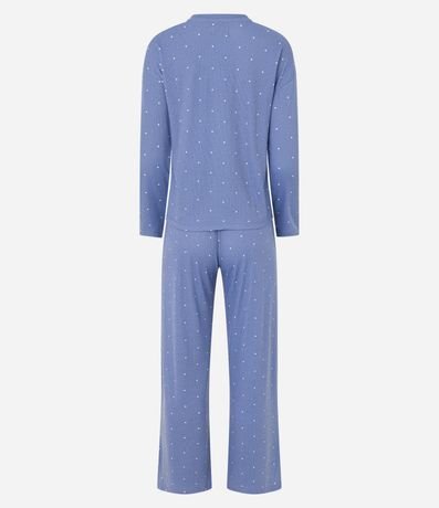 Pijama Largo en Rib con Estampa de Lunares 5