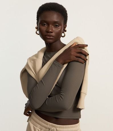 Blusa en Rib Texturizada y Manga Larga 4