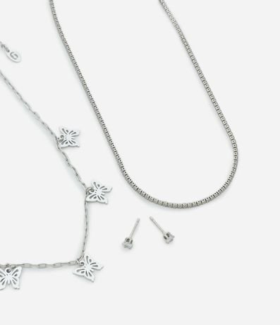 Conjunto de Collar y Caravana en Metal con Mariposas