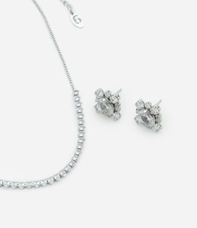 Conjunto de Collar y Caravana con Hilo de Cristal y Caravana de Zirconia