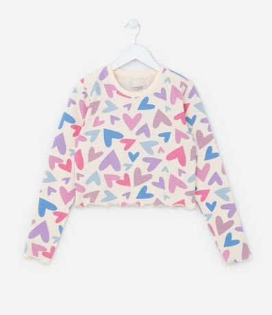 Remera Corta Infantil con Estampa Corazones - Talle 5 a 14 años