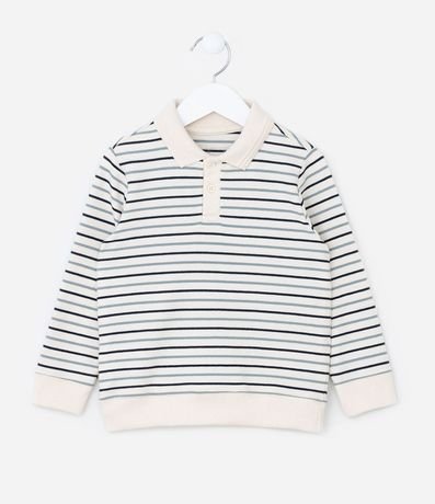 Remera Infantil en Algodón con Cuello Polo y Rayas Hilo Teñido - Talle 1 a 5 años