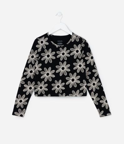 Remera Corta Infantil con Estampa Floral - Talle 5 a 14 años