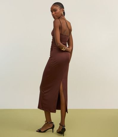 Vestido Midi Metalizado con Hombro Único y Breteles Dobles 3