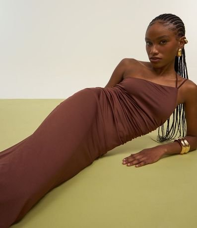 Vestido Midi Metalizado con Hombro Único y Breteles Dobles 4