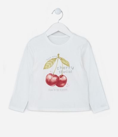 Blusa Infantil con Estampa Cerezas - Tam1 a 6 años