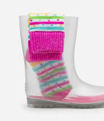 Bota de Lluvia Infantil en Purpurina con Media Colorida - Talle 25/26 al 31/32 6
