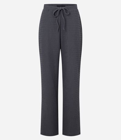 Pantalón Recto con Textura y Cintura Elástica 5