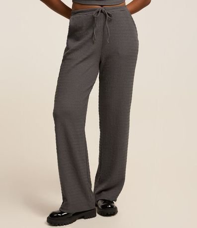 Pantalón Recto con Textura y Cintura Elástica 3