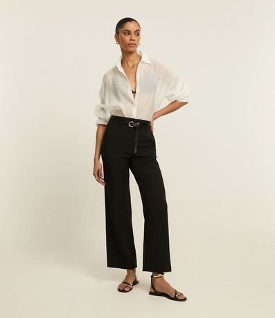 Pantalón Recto en Sastrería con Trancadero en la Cintura 1