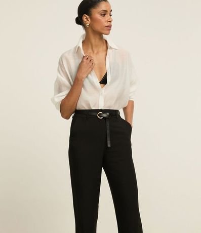 Pantalón Recto en Sastrería con Trancadero en la Cintura 2