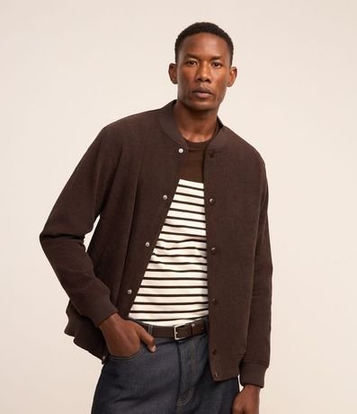 Campera Bomber en Terciopelo con Botones Forrados