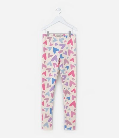 Pantalón Legging Infantil con Estampa de Corazones - Talle 5 a 14 años