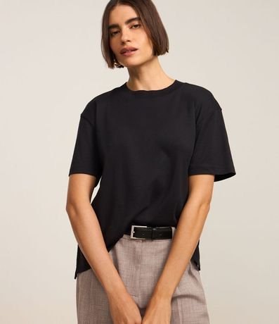 Blusa en Algodón Pima con Cuello Redondo