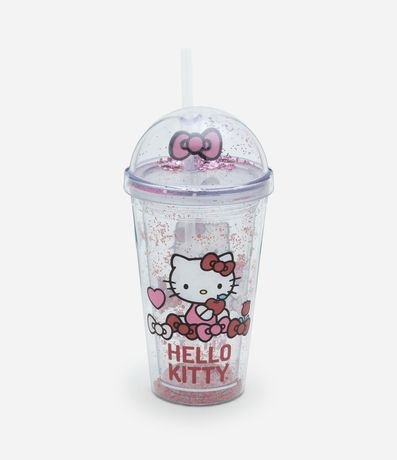 Vaso con Pajita Reutilizable de Hello Kitty