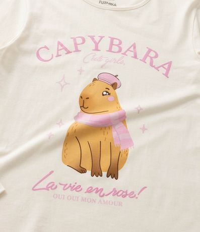 Remera Infantil en Algodón Estampa Capivara de Bufanda - Talle 5 a 14 años 4
