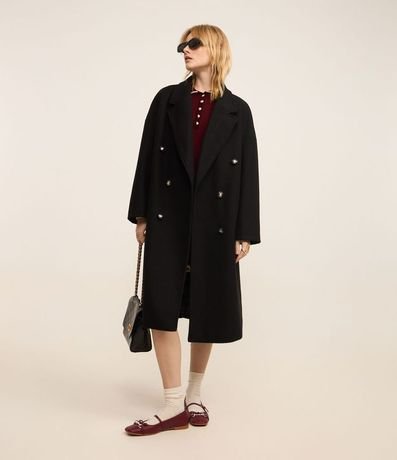 Saco Oversized en Polivelour con Traspase y Botones