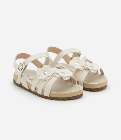 Sandalia Infantil de Tiras con Flores Aplicadas - Talle 20 a 27