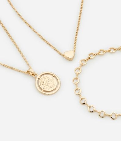 Collar Capas en Metal con Colgantes Diversos