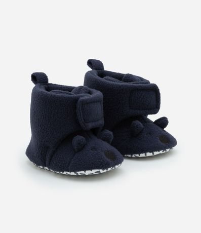 Bota Infantil en Fleece con Bordado Osito - Talle 0 a 12 meses