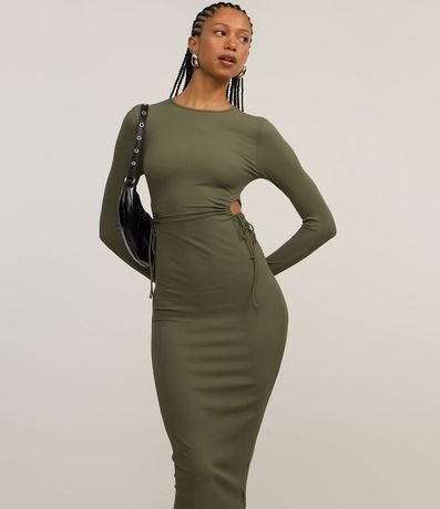 Vestido New Midi en Rib con Aberturas Laterales Con Lazo 2