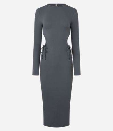 Vestido New Midi en Rib con Aberturas Laterales Con Lazo 4