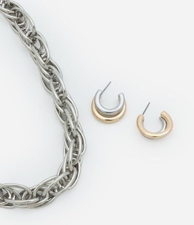 Conjunto de Collar con Eslabones Duplos y Caravana Aro Misto
