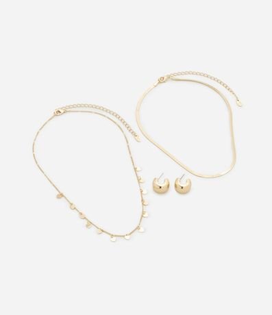 Conjunto de Collar Capas y Caravana en Metal con Colgantes de Corazón 2