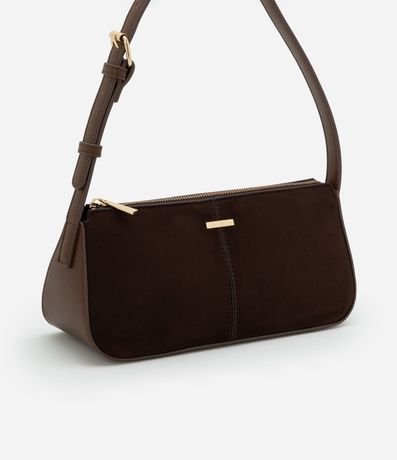 Cartera Baguette Pequeña con Recortes y Efecto Gamuza