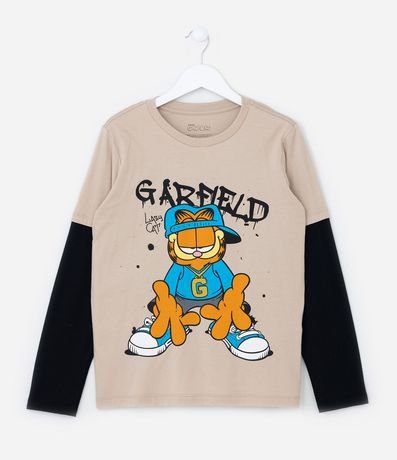 Remera Infantil con Estampa Garfield Brilla en la Oscuridad - Talle 5 a 14 años
