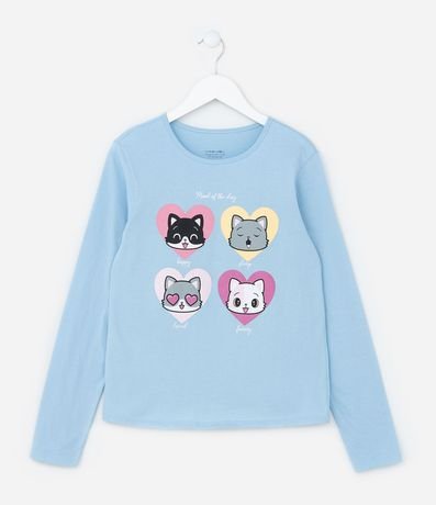 Remera Infantil con Estampa de Gatitos - Talle 5 a 14 años