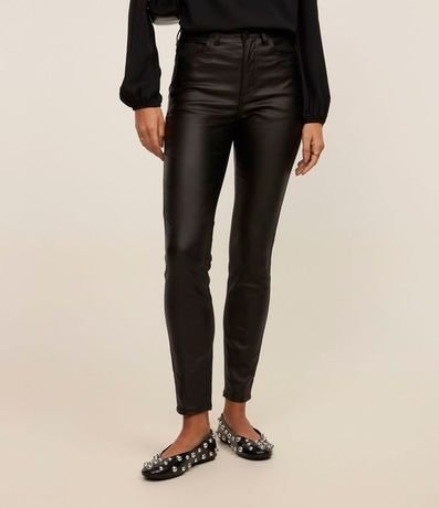 Pantalón Skinny en Sarga Resinada con Cintura Mediana 3