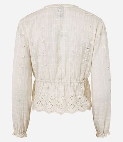 Blusa corta en Laise con Bordado y Lazo Delantero 9
