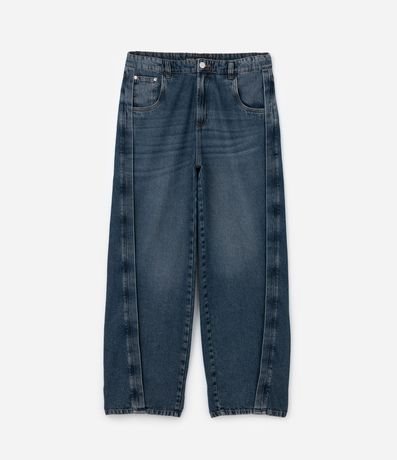 Pantalón Super Baggy en Jeans con Costura Lateral Deslocada
