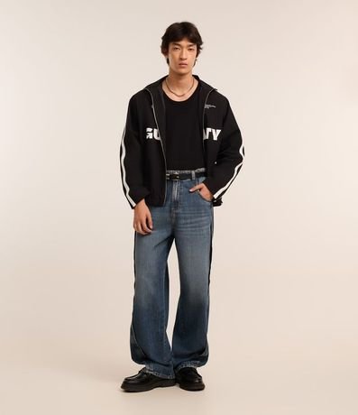 Pantalón Super Baggy en Jeans con Costura Lateral Deslocada