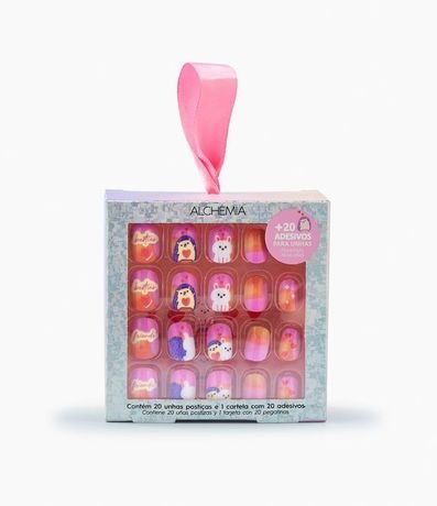 Kit Infantil Uñas Postizas con Adhesivos Carnaval 2025