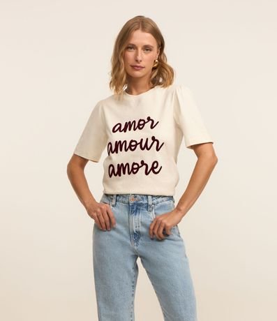Remera Slim con Estampa Amor Amour Amore 2