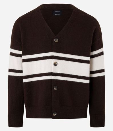 Cardigan Boxy en Punto con Rayas