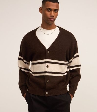 Cardigan Boxy en Punto con Rayas