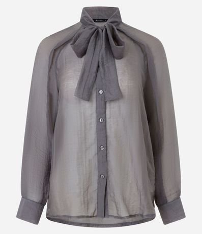 Camisa Texturizada en Voile con Cuello Lazo 8