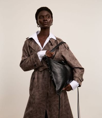 Cartera Hobo Grande en PU con Tiras Laterales 1