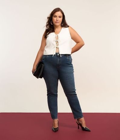 Pantalón Mom Jeans Elastano y Bajo Plegado Curve & Plus Size
