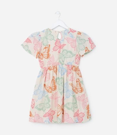 Vestido Infantil con Recorte y Estampa Mariposa - Talle 5 a 14 años 2