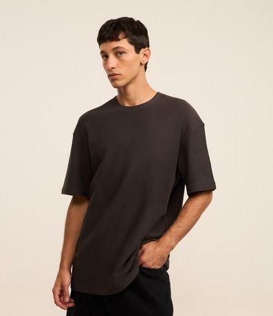 Remera Relaxed en Algodón con Textura Chevron