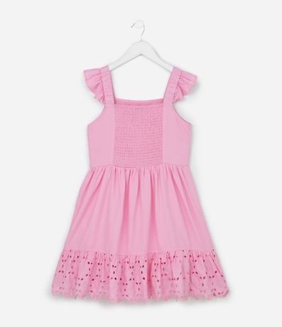 Vestido Infantil con Broderie y Fruncido - Talle 5 a 14 años 2