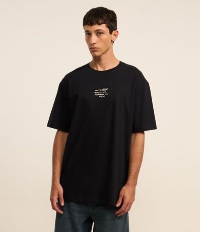 Remera Relaxed en Algodón con Estampa Estátua de Mármore