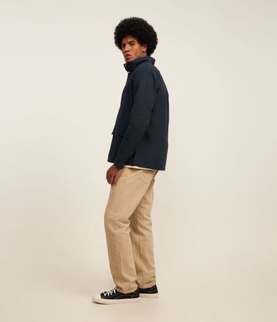 Campera Bomber en Sarga con Abotonado y Bolsillos Cargos 4