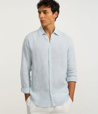 Camisa con Lino Cuello Inglés y Abotonado