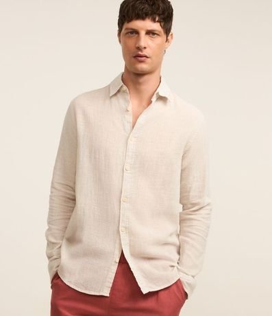 Camisa con Lino Cuello Inglés y Abotonado