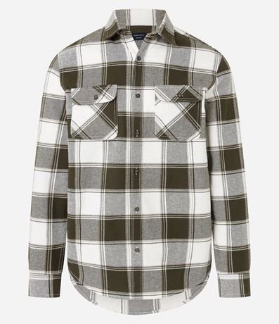 Camisa Comfort en Franela con Estampado de Cuadros y Bolsillos Delanteros 6